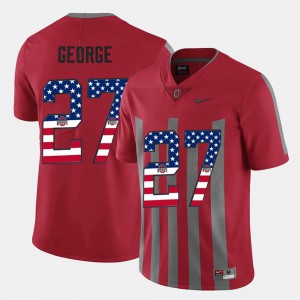 Men Eddie George OSU Jersey Scarlet #27 US Flag Fashion 277148-377